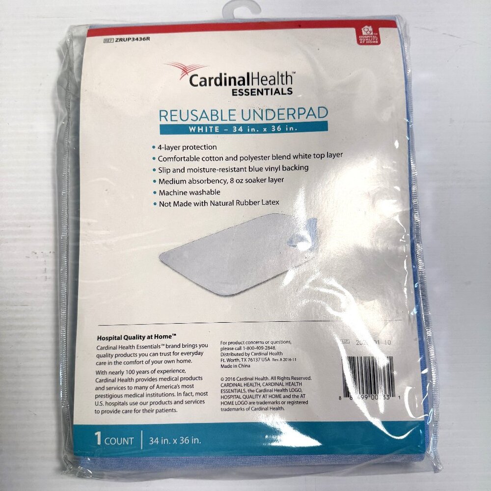 Cardinal Health Essentials 34" x 36" Reusable Underpad Bed Pad Washable